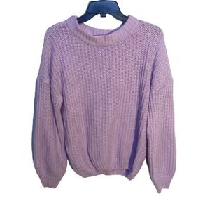 Pretty Garden Womens Medium Cashmere Acrylic Knit Sweater Lilac Purple Soft Warm